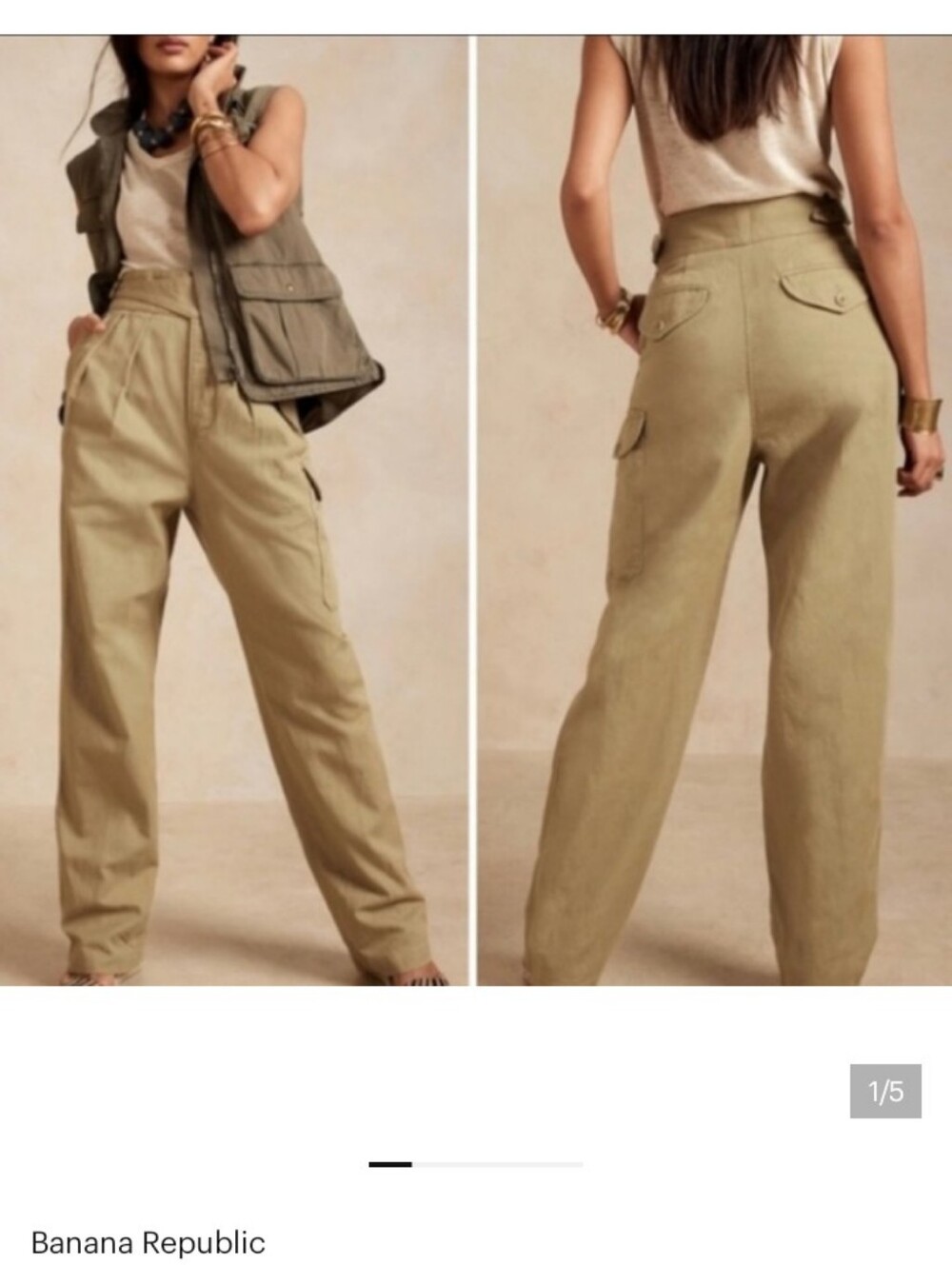 Banana Republic Olive Straight-Leg Cargo Trousers